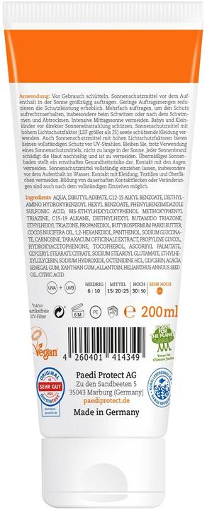 Actual product image Paediprotect Sun cream SPF 50+ (Suntan cream, SPF 50+, 200 ml, 224 g)