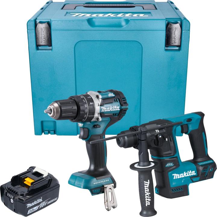 Immagine prodotto Makita Kit combinato a batteria DLX 2278 F1J + trapano a percussione DHP 484 54 Nm + trapano a percussione