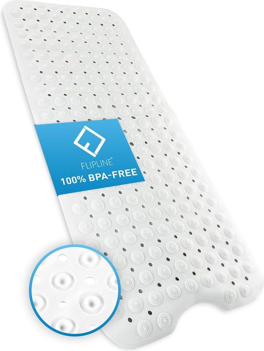 Immagine prodotto Flipline Badteppich rutschfest, BPA-frei 40 x 100 cm, Weiss (40 x 100 cm)