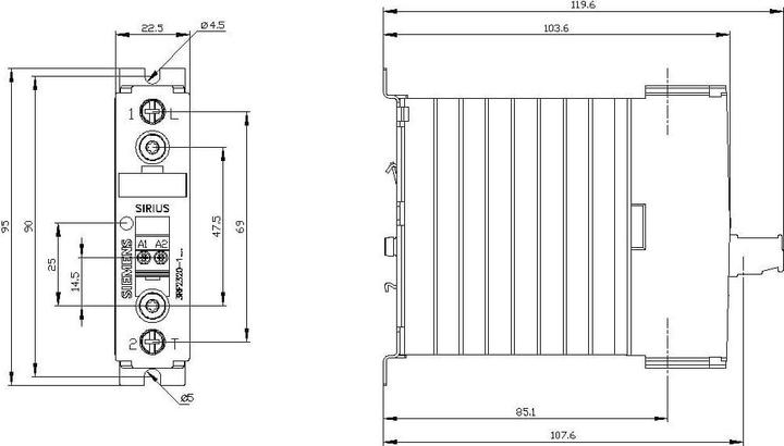 Produktbild Siemens CONTACTOR,SEMI CON,3RF2 1-PH,48-460V