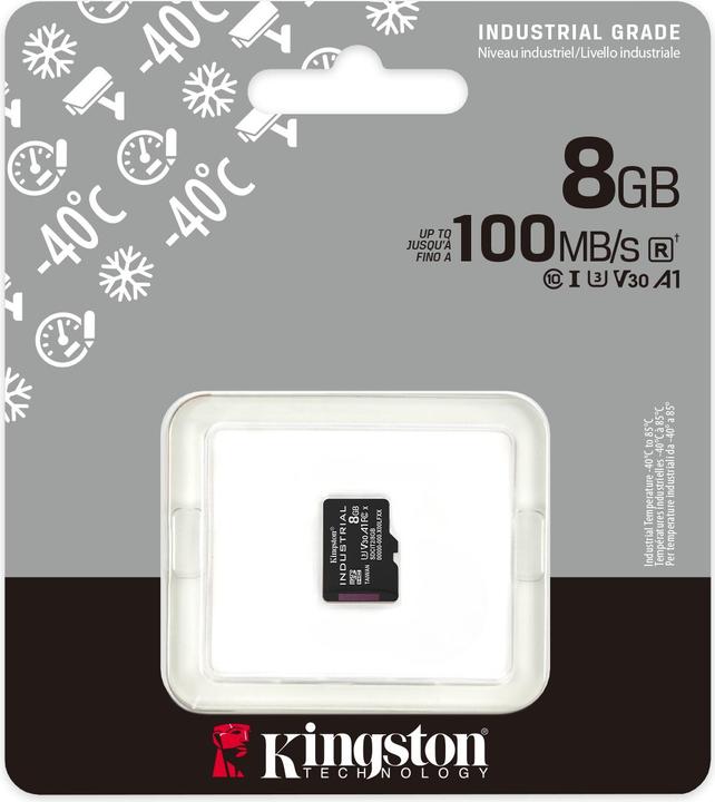 Image du produit Kingston Industrial (8 Go, microSDHC, U3, UHS-I)