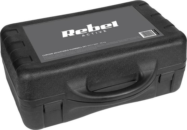 Image du produit Rebel ACTIVE Verchromte verstellbare Hanteln im Koffer 30 kg mit Langhantel