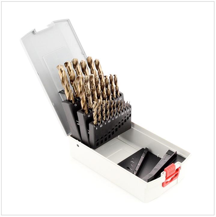 Produktbild Bosch Professional Zubehör PRO Stainless Steel HSS-Co Spiralbohrer-Set, 25-tlg. (6 mm, 12 mm, 1 mm, 6.5 mm, 5.5 mm, 10 mm, 10.5 mm, 12.5 mm, 1.5 mm, 7 mm, 11 mm, 3 mm, 5 mm, 8.5 mm, 11.5 mm, 8 mm, 2.5 mm, 9 mm, 3.5 mm, 4.5 mm, 2 mm, 7.5 mm, 13 mm, 9.5 mm, 4 mm)