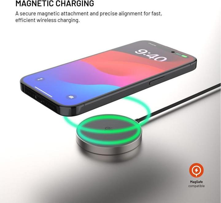 Actual product image Fixed MagPad Slim Wireless Charger mit Qi2-Unterstützung MagSafe 15W Titan (15 W)