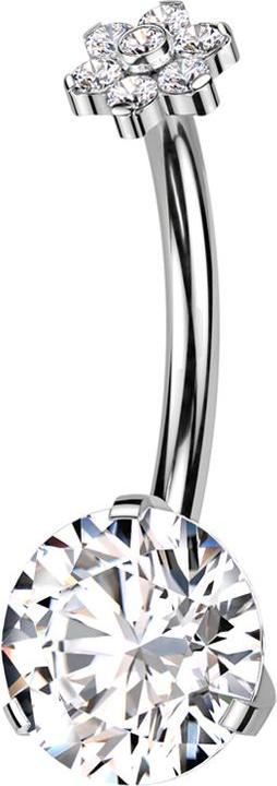 Produktbild Star Piercing Threadless Banane silber Blume Kristalle silber und Kristall silber gefasst (ohne Messing, Titan)