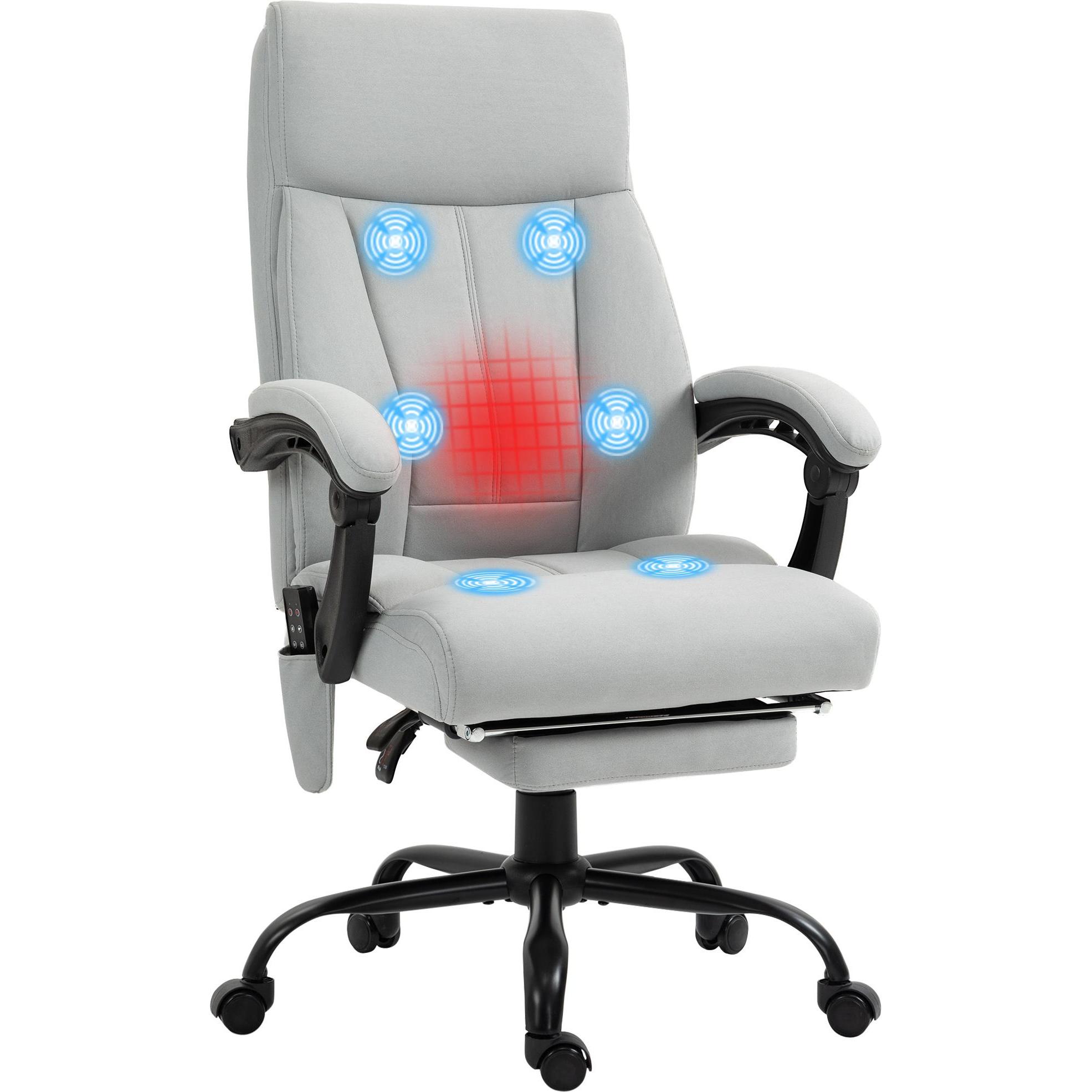 Vinsetto Bureaustoel ergonomisch, massage- en verwarmingsfunctie, met lendenkussen, tot 120 kg