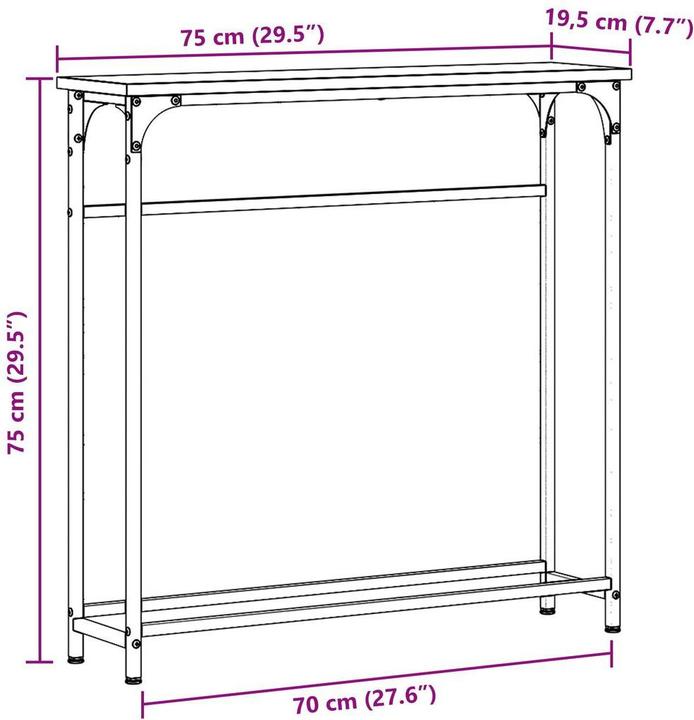 Produktbild vidaXL Konsolentisch (75 x 19.5 x 75 cm)