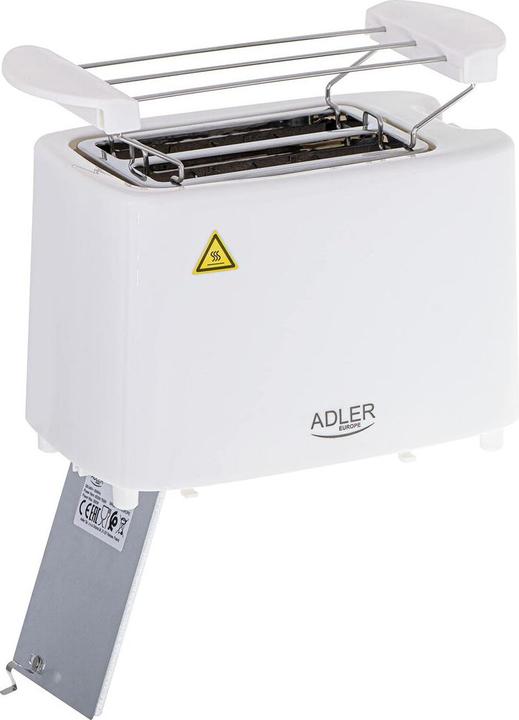 Produktbild Adler Toaster AD 3223 Power 750 W, Number of slots 2, Housing material Plastic, Baltas