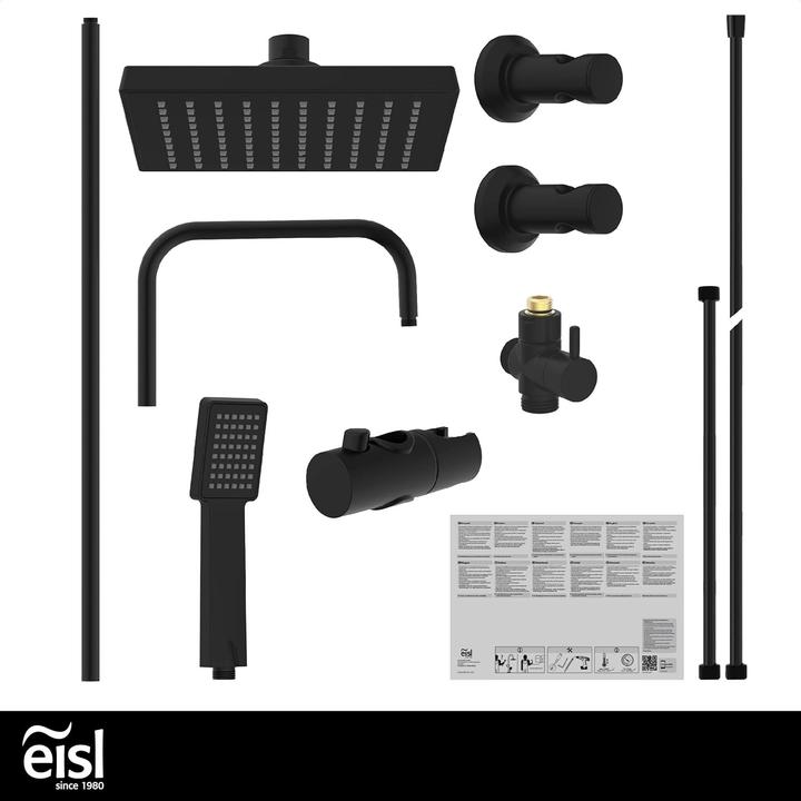 Image du produit Eisl Douche à effet pluie salle de bains EASY ENERGY Ensemble de douche suspendu noir mat Système de