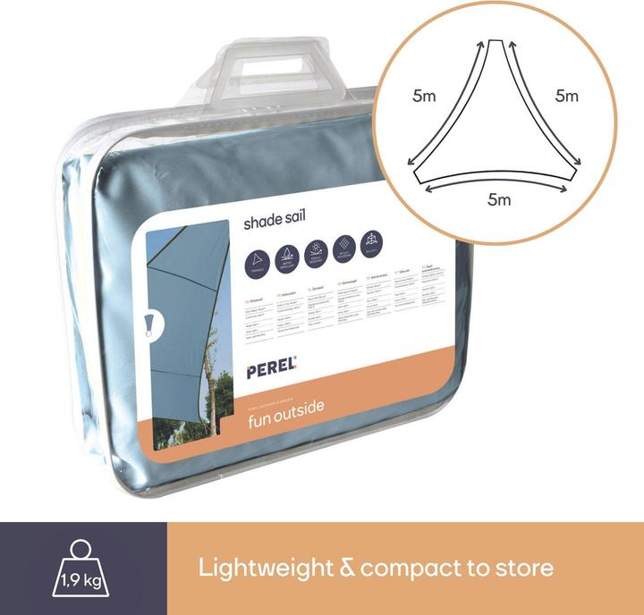 Image du produit Perel VOILE DE SOLEIL - TRIANGULAIRE - 5 x 5 x 5 m - COULEUR : BLEU GRIS (500 x 500 cm)