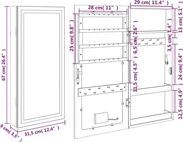 Immagine prodotto vidaXL Schmuckschrank mit Spiegel
