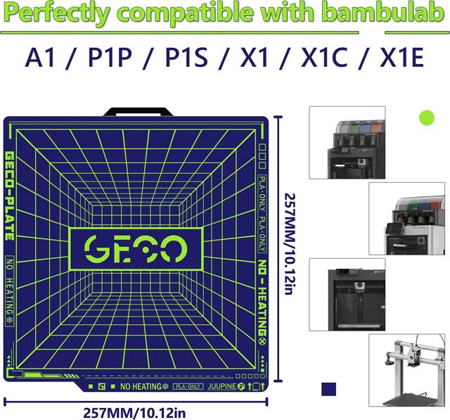 Immagine prodotto 3d-printerstore.ch GECO Buildplate für Bambu Lab P1/X1/A1 (Letto di stampa)
