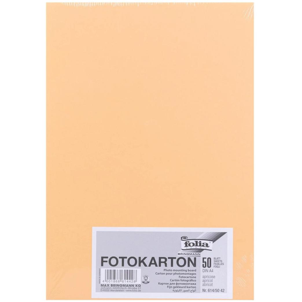 Folia, Bastelpapier, Fotokarton A4, Aprikose, 50 Stück (300 g/m², 50 x)
