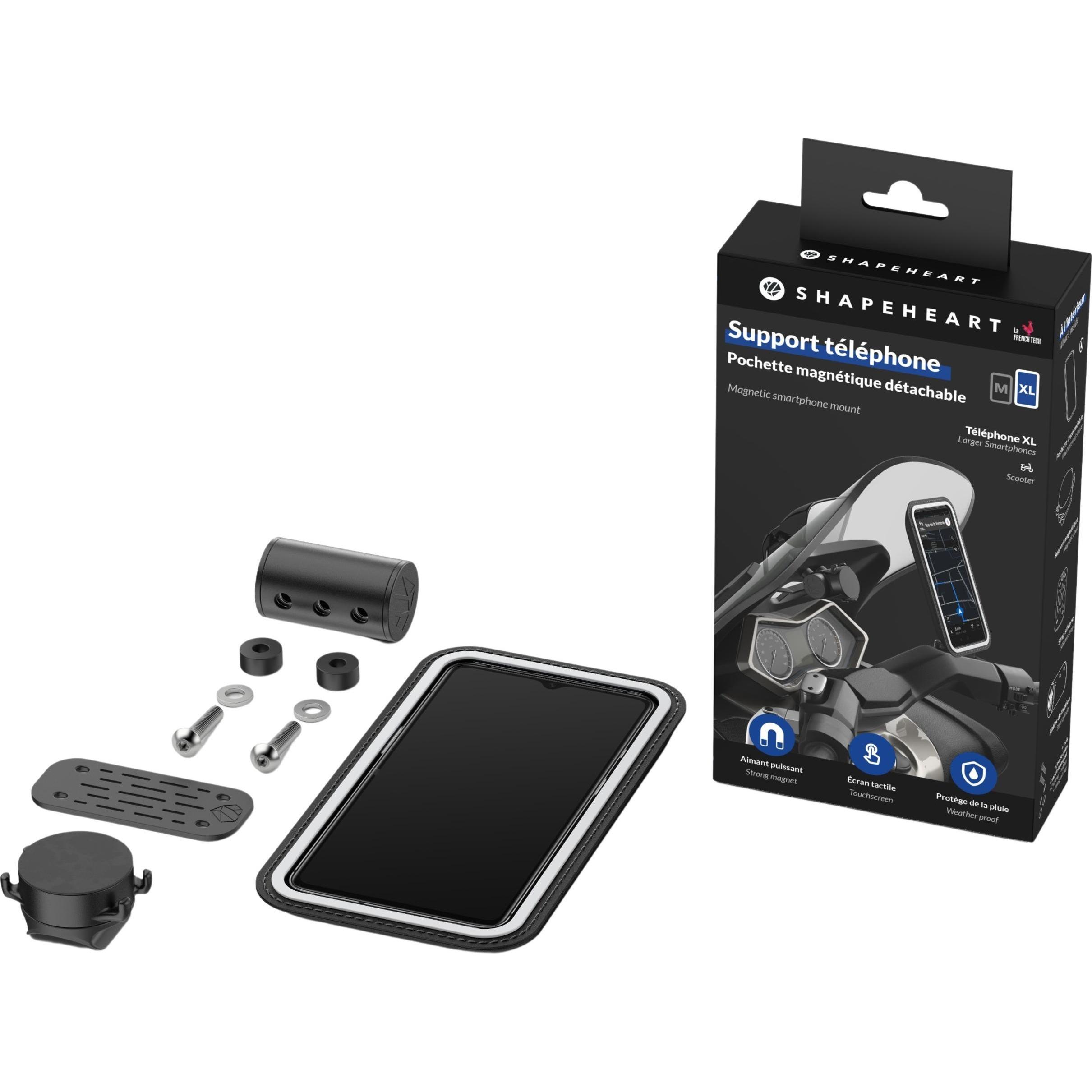 Thumbnail - Shapeheart Smartphone-Halterung Motorrad magnetisch zentral schrauben Roller, Smartphone Halterung, Schwarz