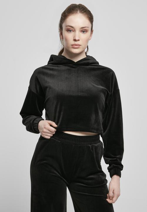 Actual product image Urban Classics Ladies Cropped Velvet Oversized Hoody (M)