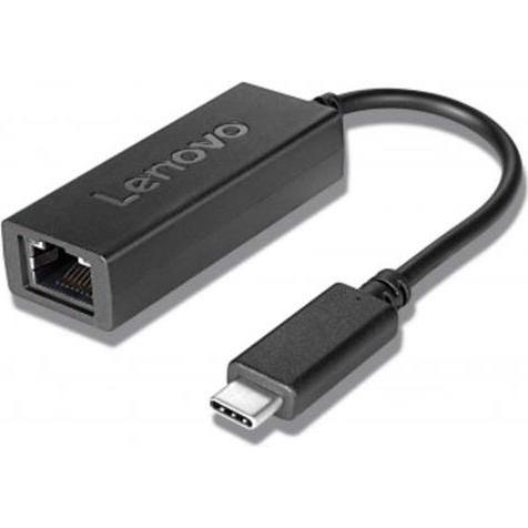 Lenovo Adattatore da USB-C a Ethernet ROW (USB-C, RJ45 Gigabit Ethernet (1x)), Adattatore di rete, Nero