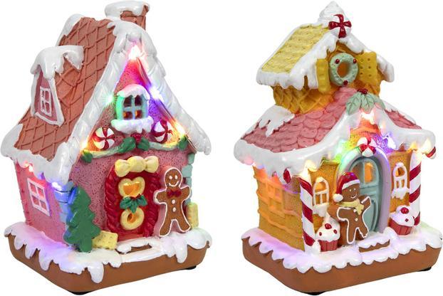 Hit Trading B.V. LED Lebkuchenhaus - Keramik - Ø ca. 17 cm - 1 Stück