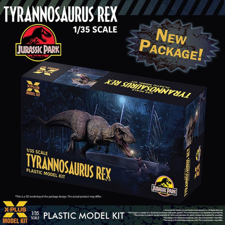 Actual product image X-Plus Jurassic Park Plastic Model Kit 1/35 Tyrannosaurus Rex 42 cm