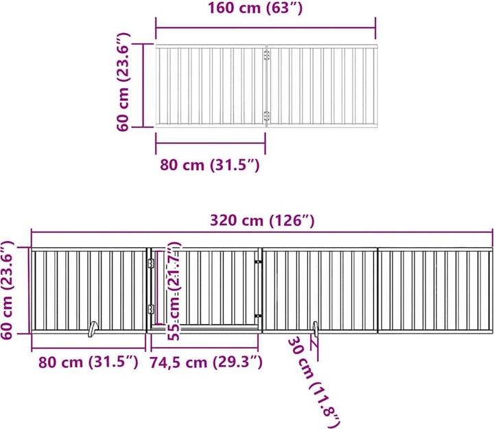 Produktbild vidaXL Hundetor mit Tür Absperrgitter Hunde Schutzgitter Faltbar 9-tlg. Holz (50 cm)
