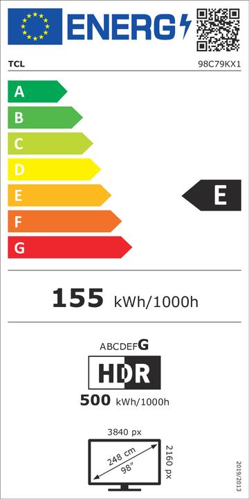 Energie-Label TCL 98C79K (98", Mini-LED, 4K, 2025)