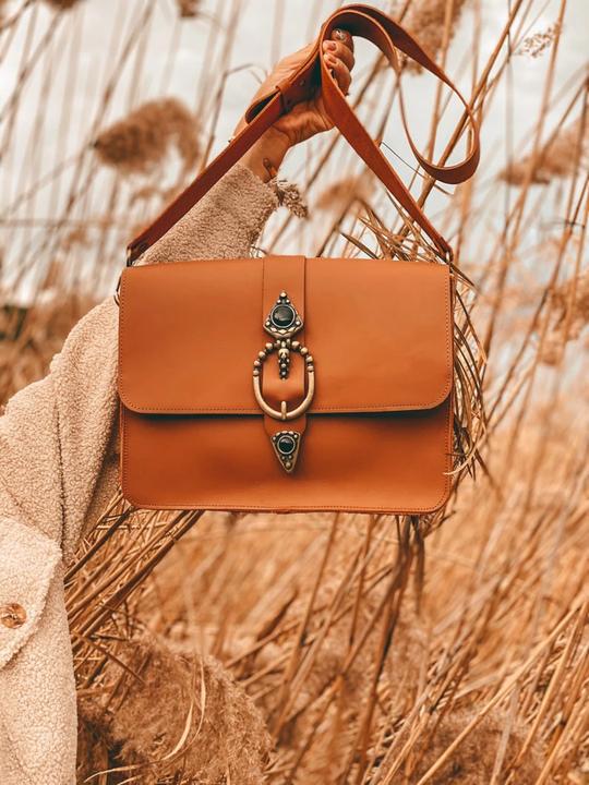 Immagine prodotto Only-Bags.Store Borsa bohémien, borsa a tracolla in pelle, borsa in pelle nera, pelle pieno fiore