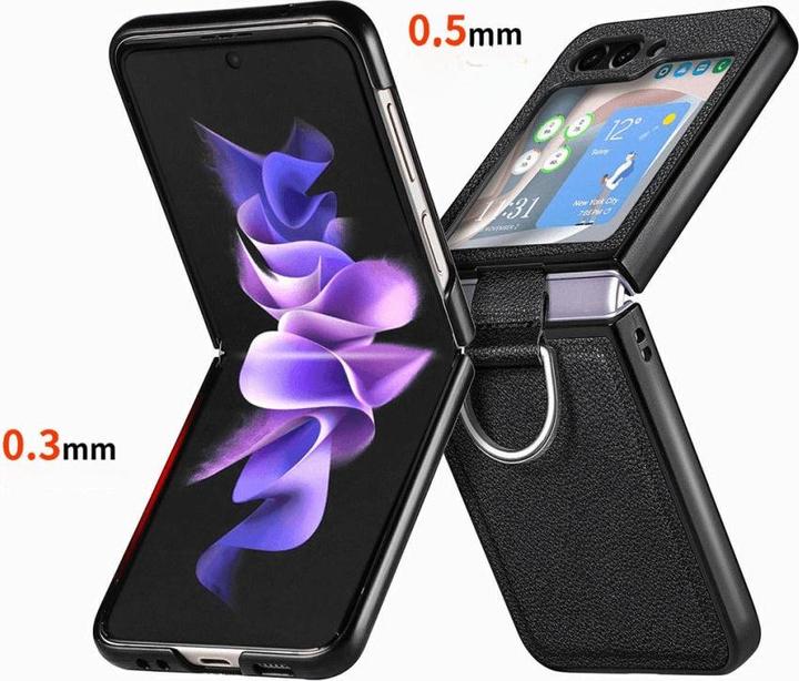 Image du produit Cover-Discount Galaxy Z Flip5 - Étui hybride avec support pour anneau marron (Samsung Galaxy Z Flip5)