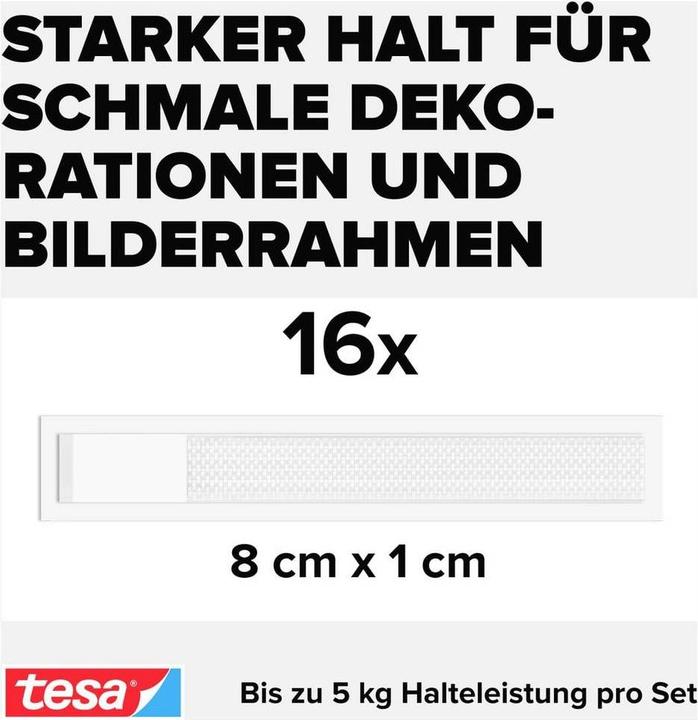 Actual product image tesa Powerstrips CLICK - Klett-Klebepads - Bilder aufhängen ohne Bohren - Slim - 16x 2 Stück (20 mm, 5 kg)