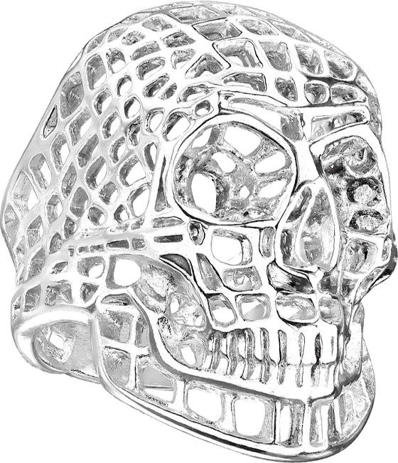 Image du produit Star Piercing Bague argent tête de mort filet (Titane G23, sans laiton, Acier chirurgical 316L)
