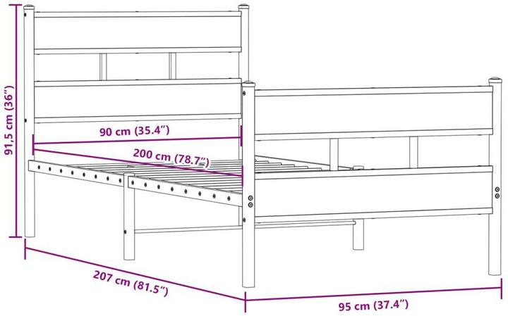 Image du produit VidaXL Lit sans matelas Chêne fumé (90 x 200 cm)