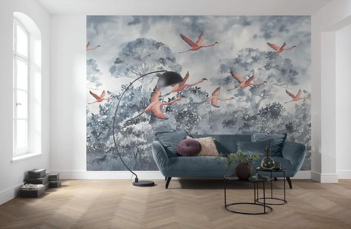 Productafbeelding Komar Vlies muurschildering Inkt INX8-053 Flamingo's in de lucht 8 stuks 400 x 280 cm