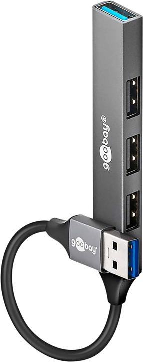 Goobay Slanke USB-hub met 4 poorten, USB-A naar USB-A, USB 3.2 (USB-A, 4 ports)