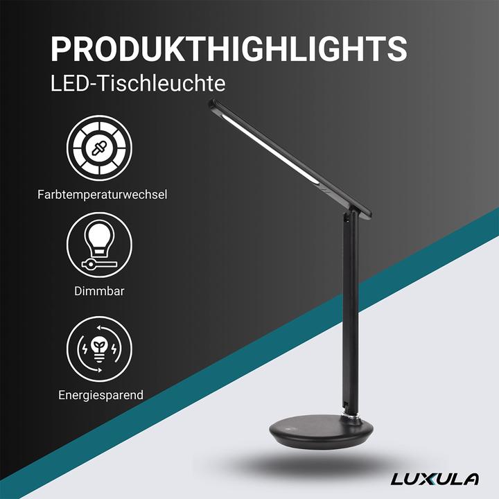 Actual product image Luxula LED table lamp LX700150, dimmable, CCT function, 9W, black (380 lm)