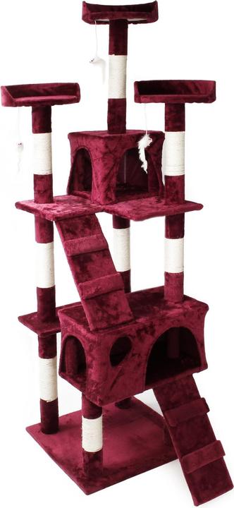 Produktbild Wiltec Kratzbaum Rot 170cm Sisal Katzenbaum Katzenkratzbaum Kletterbaum Katze (170 cm, Rot)