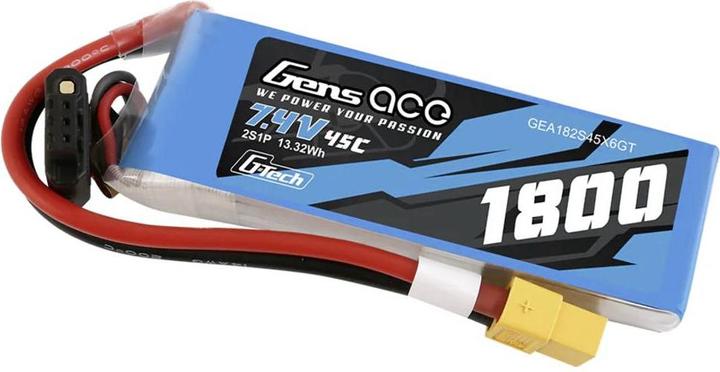 Immagine prodotto Gens Ace Batteria GensAce G-Tech LiPo 1800mAh 7.4V 45C 2S1P XT60 (7.40 V, 1800 mAh)