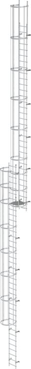 Actual product image Munk Multi-leveled fixed ladder with back protection (construction) Aluminium bare 19.12m (Multi-purpose ladder, 1912 cm)