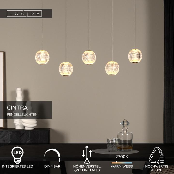 Actual product image Lucide CINTRA - Pendant luminaires - LED - 1x21W 2700K - Transparent 13499/21/60 (290 lm)