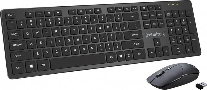 Actual product image Rebeltec Wireless keyboard set + mouse MAXIM 2.4GHz, 10m range nano USB receiver 104 QWERTY keys (Eng. Int., Wireless)