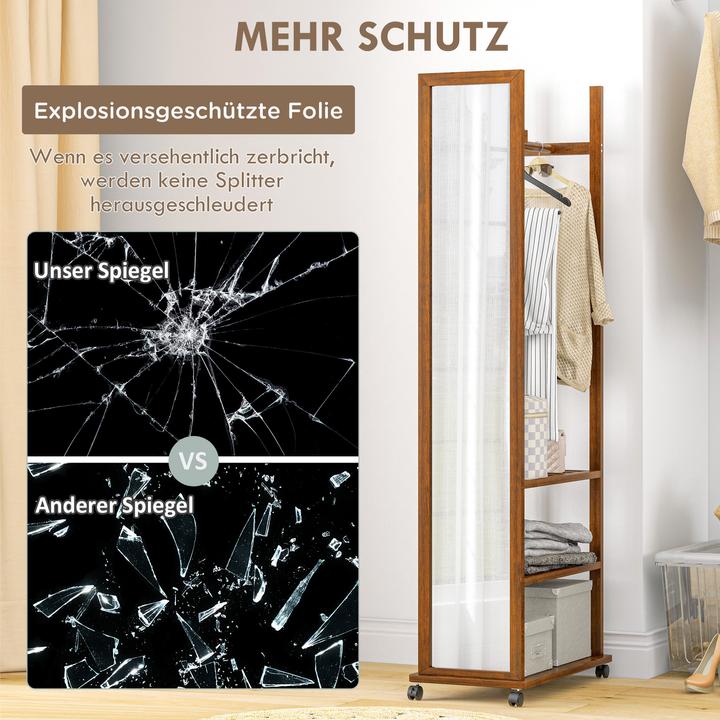 Actual product image Homcom Standing mirror with shelf and castors (60 x 36 x 170 cm)