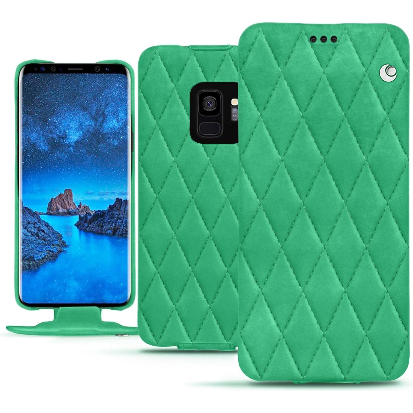 Thumbnail - Noreve Lederschutzhülle vertikal (Samsung Galaxy S9+), Smartphone Hülle, Grün