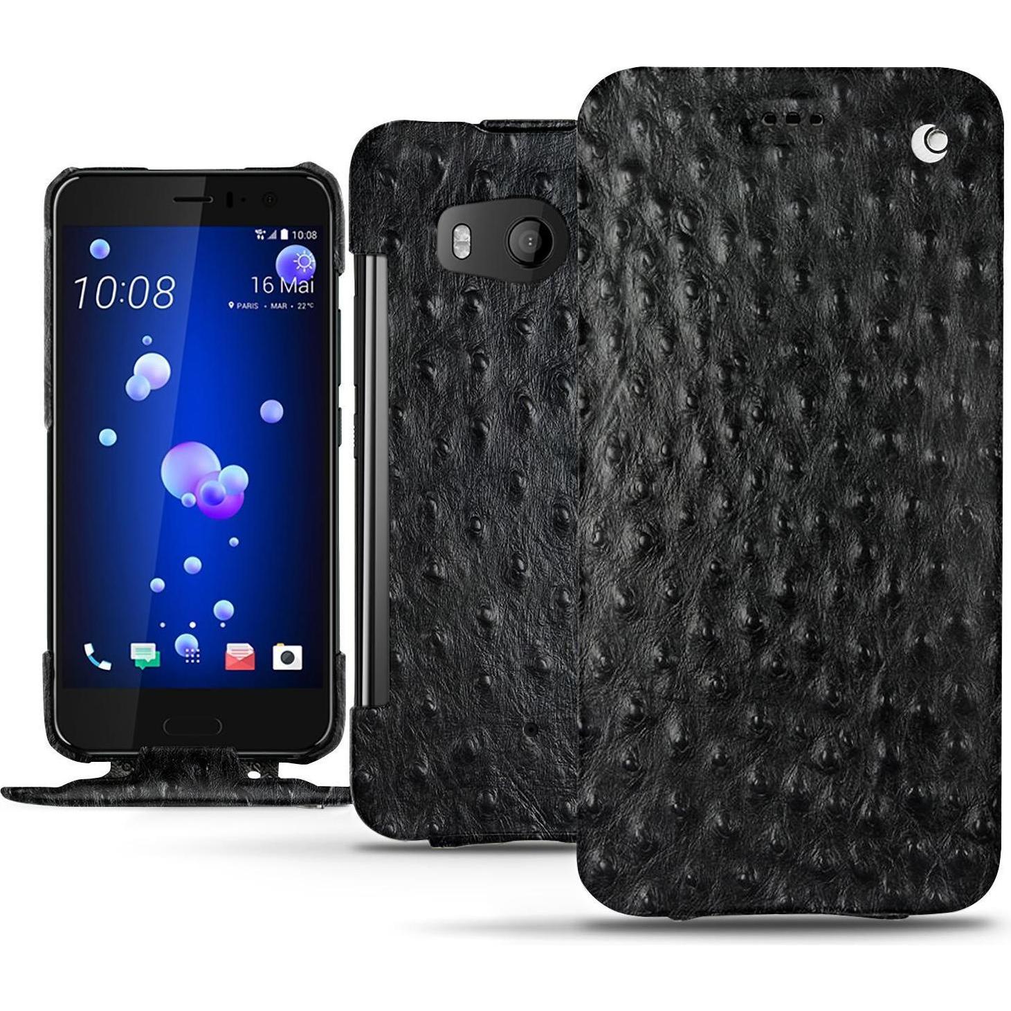 Noreve Lederschutzhülle vertikal (HTC U11), Smartphone Hülle, Schwarz