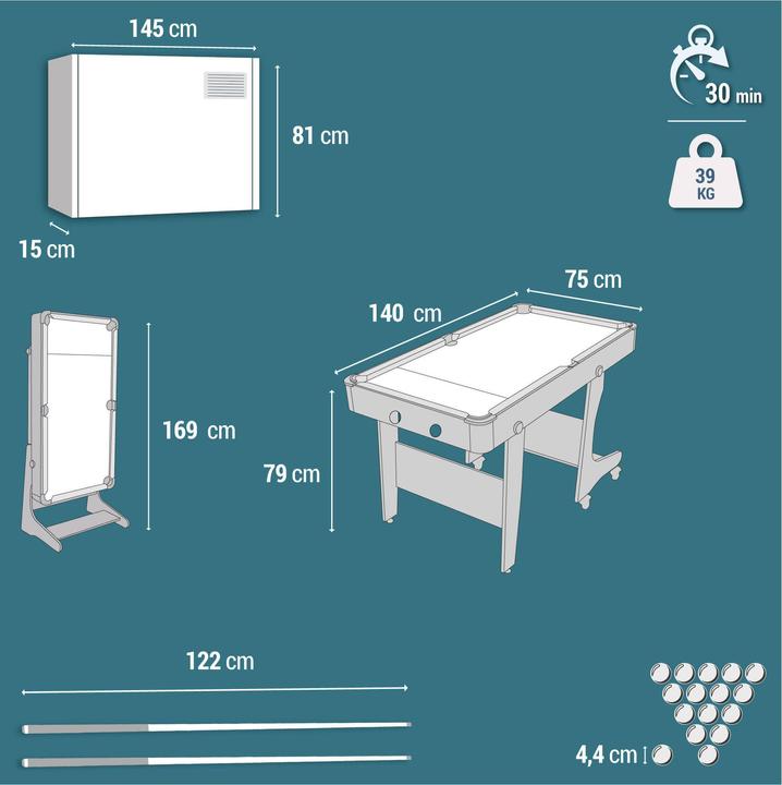 Image du produit Pongori Table de billard BT 500 US pliable