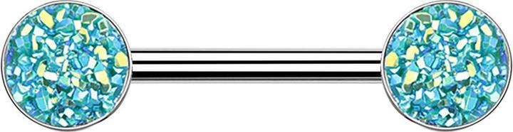 Immagine prodotto Star Piercing Barbell silber mit Druse Stein grün (senza ottone, Acciaio chirurgico 316L)