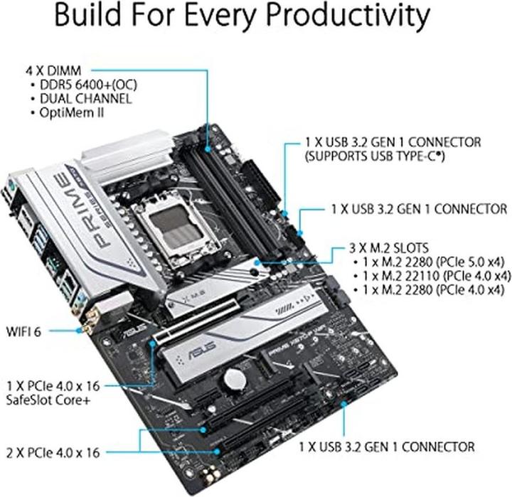 Immagine prodotto ASUS PRIME X670-P WIFI (AM5, AMD X670, ATX)