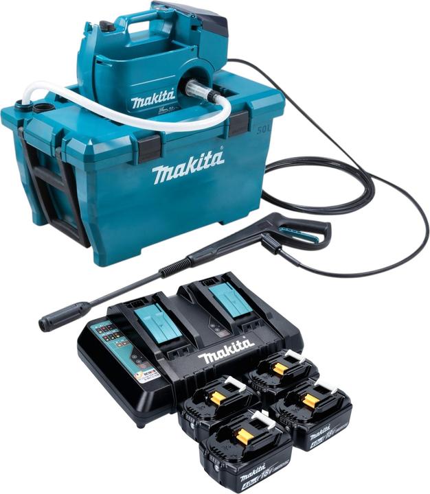 Produktbild Makita DHW 080 PM4K Akku Hochdruckreiniger 36 V ( 2x 18 V ) 80 bar 380 l/h Brushless + 4x Akku 4,0 (Akkubetrieb)
