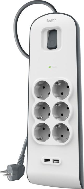 Produktbild Belkin Steckdosenleiste 6-fach + 2xUSB-A, 2m Kabel BSV604vf2M-V2 (6x, Typ 13, USB-A, 2 m)