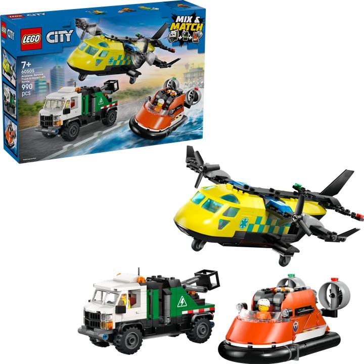 Image du produit LEGO Kombinationsset mit Flugzeug, Wartungsfahrzeug und Luftkissenboot (60505, LEGO City)