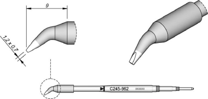 Image du produit JBC Pointe à souder série C245 forme burin, C245962/1,2 x 0,7 mm, courbée