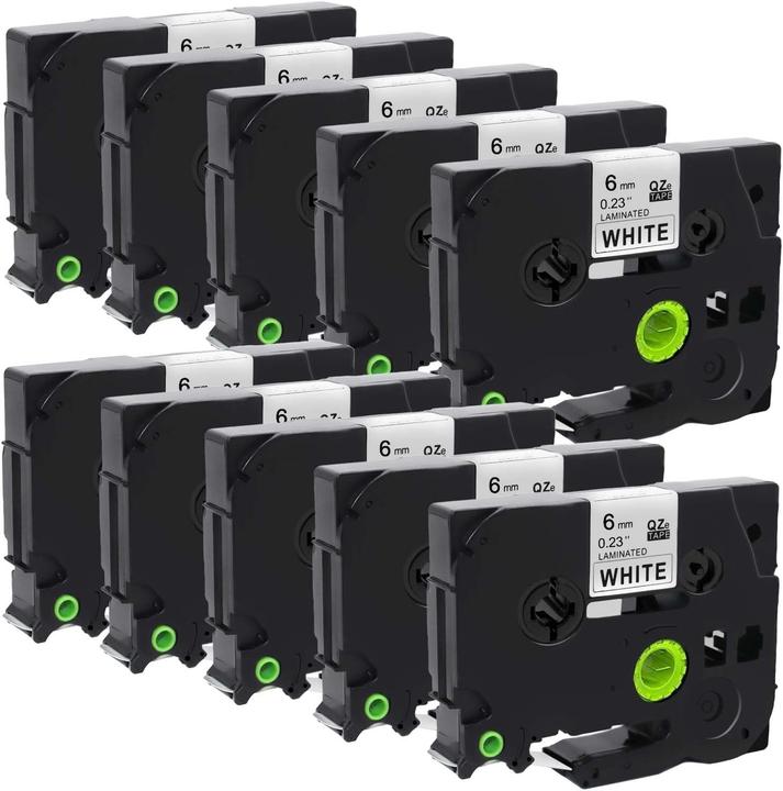 Actual product image Molabel 10er-Pack TZe-211 Bänder für Brother (0.60 cm, Black, White)