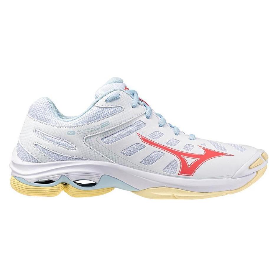 Mizuno, Damen, Hallenschuhe, Wave Voltage 2 (40), Weiss, Orange, Gelb
