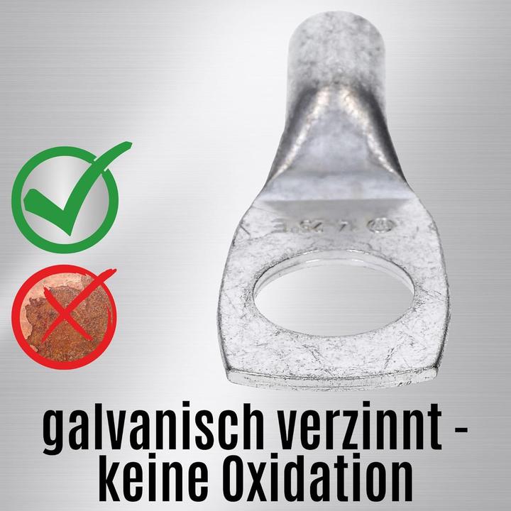 Produktbild Kalitec 10 Stück HR25-14 Handelsübliche Rohrkabelschuhe 25mm² M14 I ohne Sichtloch I Made in Germany